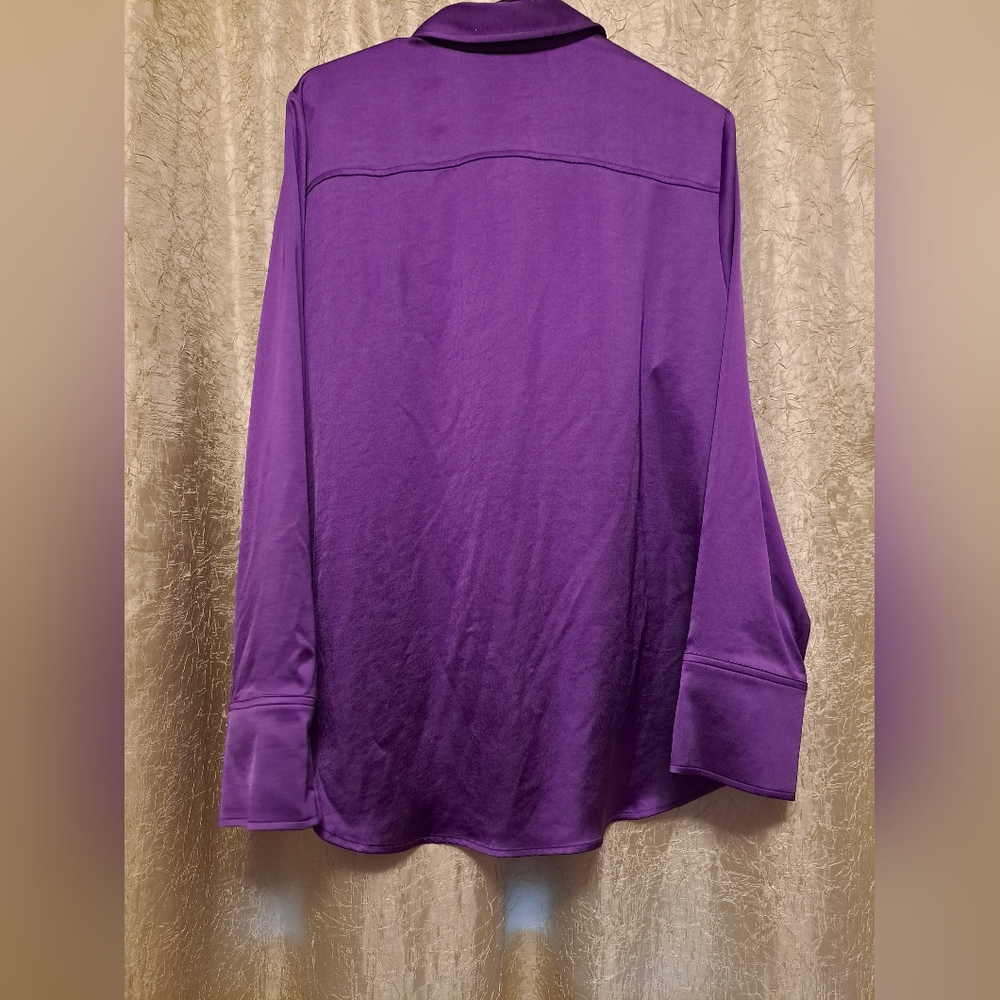Oversized Large Satin Hidden Button Up - image 2